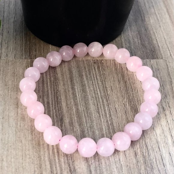 Rose Quartz Natural Stone Beads Stretchable Bracelet 7" - 8mm Beads - Best gift - Picture 4 of 5